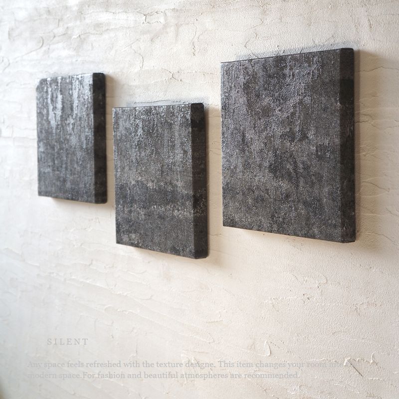 アートパネル 3枚セット SILENT 20×20cm SS 壁掛け 小さい 石壁調 北欧