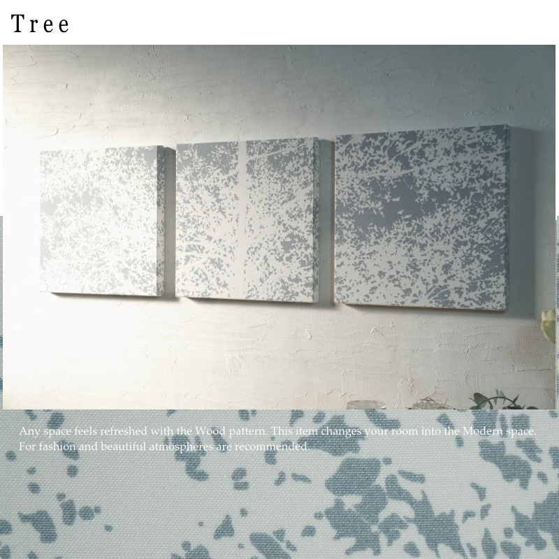 ファブリックパネル アートパネル アリス 3枚 30×30cm TREE ブルー