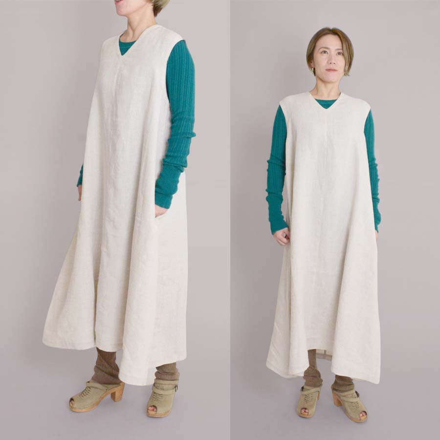 新品 リネン麻100％　シャツワンピースノースリーブ　 ブラック　This. リネン100%ロングワンピース ボタン ワンピース ロング