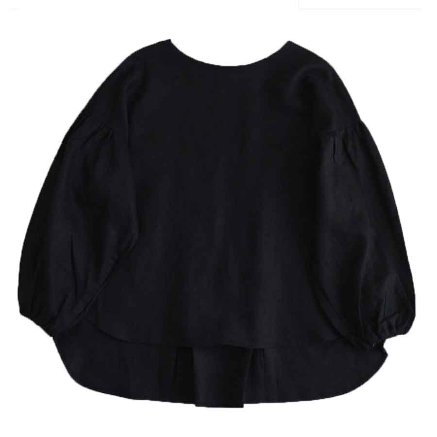 【新作 New】リネン バルーンスリーブ ブラウス 長袖 | パフスリーブ カットソー ナチュラル 大人服 |  | 07