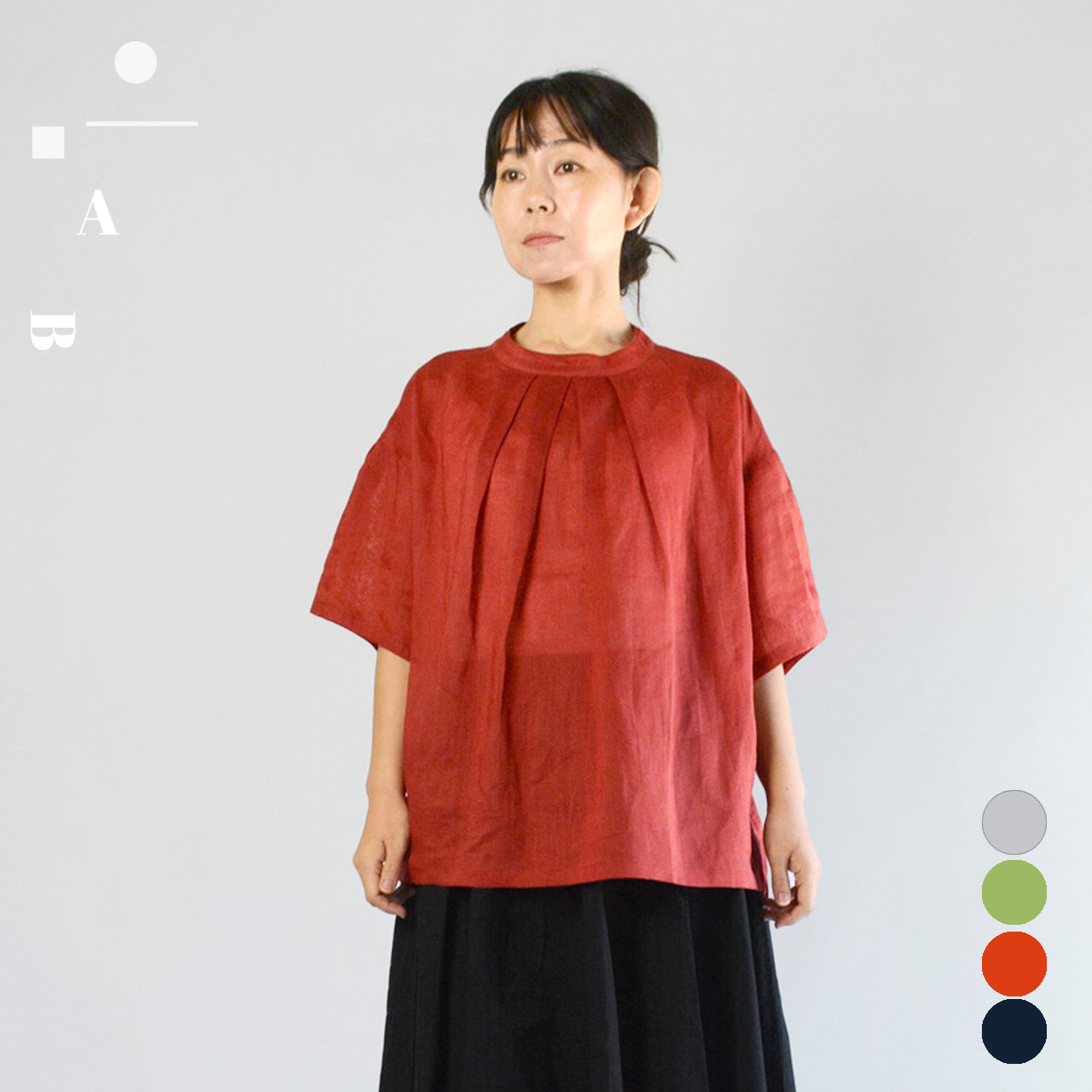 【新作 New】ブラウス 5分袖 レディース ビッグシャツ タックブラウス 麻 ラミー 42番手 ナチュラル きれいめ カジュアル トップス 涼しい ゆったり 春 夏 秋