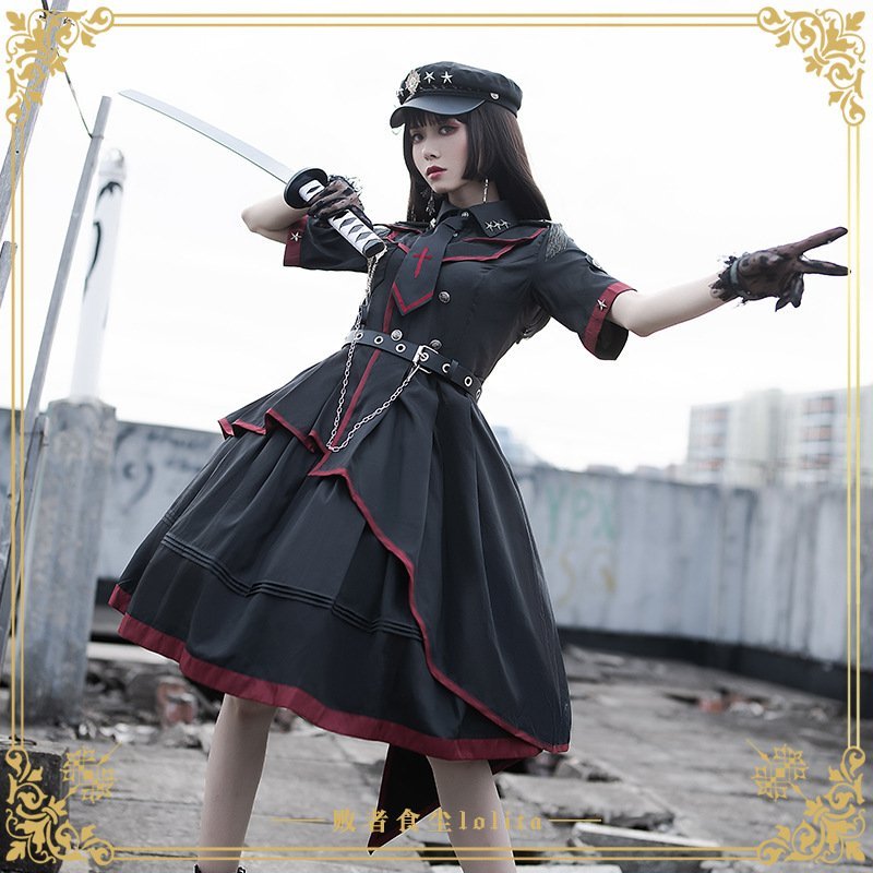 ワンピース ミニロリ ブラック 可愛い かっこいいロリータ 軍ロリ ワンピース レディース Esic Novaporteirinha Mg Gov Br