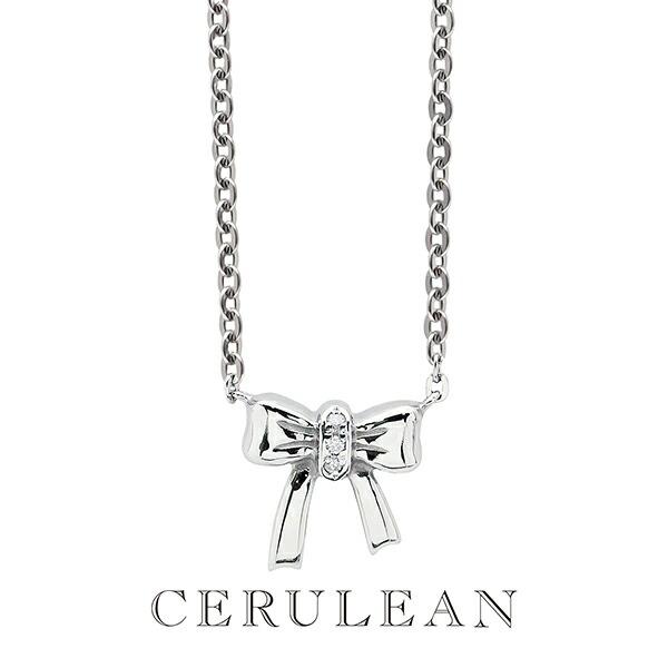CERULEAN ダイヤモンド リボン ステンレス ネックレス レディースネックレス 金属アレルギーフリー ペンダント アクセサリー レディース 女性 彼女 娘