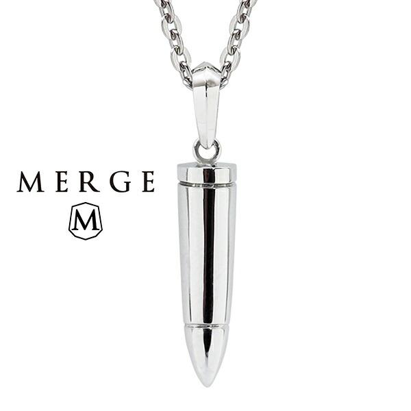 MERGE マージ ステンレス 弾丸 ネックレス チェーン付き ステンレスネックレス 金属アレルギーフリー メンズネックレス ペンダント 銃 バレット 武器