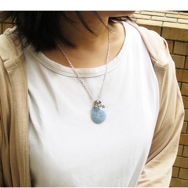 アクアマリン シルバー ペンダントトップ 天然石5種類 雫型 3月 誕生石