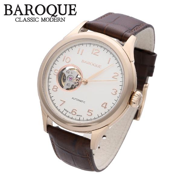 BAROQUE 腕時計 ブランド ウォッチ ETERNITA BA3001RG-01BR エテルニタ 時計 メンズ 紳士 かっこいい 自動巻き スケルトン 本革ベルト