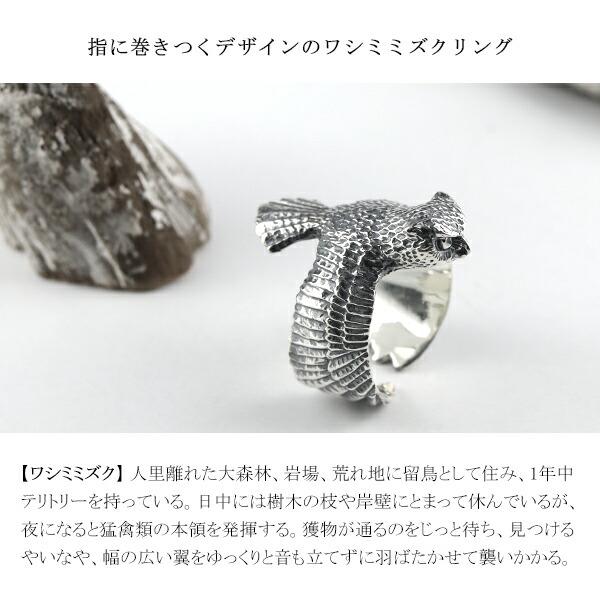 Cold I's ワシミミズク 巻きつき リング 14〜28号 シルバー925 指輪