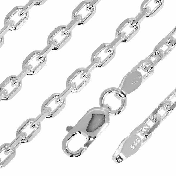 シルバーチェーン 925 ネックレスチェーンのみ あずき 4面カット 55cm