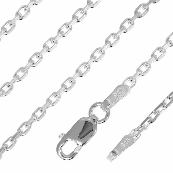 4面カットあずきチェーンネックレス シルバー925 幅5.0ミリ 全長50cm シルバーチェーン 925 ネックレスチェーンのみ あずき 4面カット 50cm