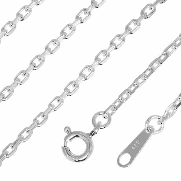 シルバーチェーン 925 ネックレスチェーンのみ あずき 4面カット 50cm