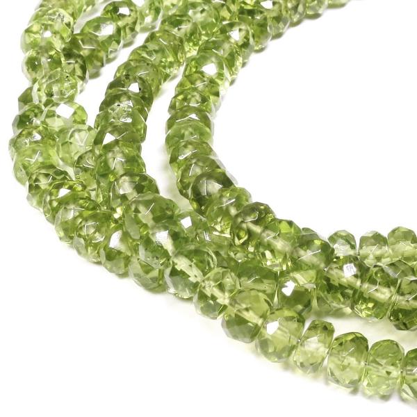 天然石ビーズ ペリドット 4.5×3mm ボタンカット 10cm連 パワーストーン 天然石ビーズ ペリドット 連売り