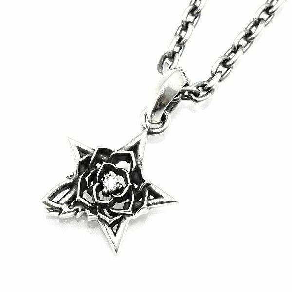 DEAL DESIGN クロス　ネックレス　薔薇 ローズクロスネックレス：ホワイトロジウムコーティング