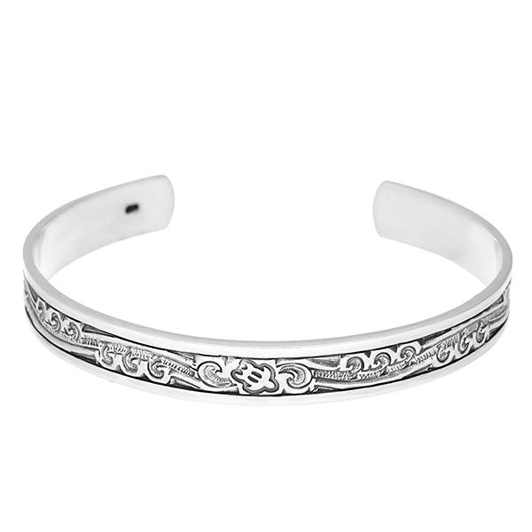 Bigホヌ★海がめ★1点もの★Silver925製★バングル★男女兼用 ホヌ シルバー バングル シルバー925 ウミガメ 海亀 ハワイアン