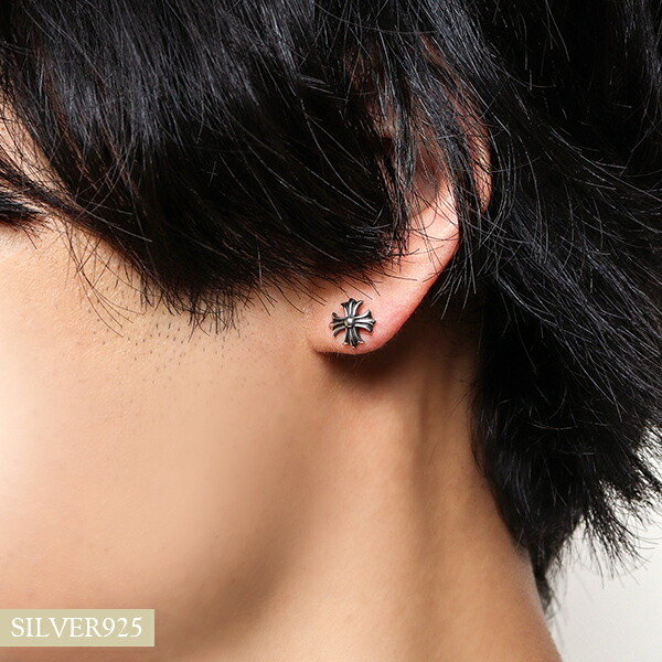 ピアス メンズ シルバー ユリクロス フレア シンプル 1P 片耳 おしゃれ