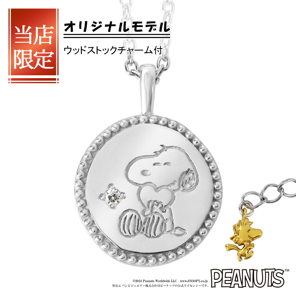 当店限定 スヌーピー コイン プレート ネックレス ペンダント 公式 PEANUTS SNOOPY ウッドストック グッズ スヌーピーネックレス