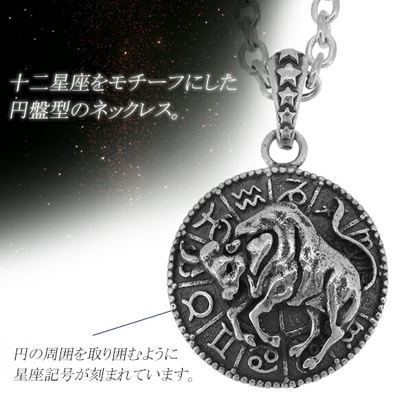 星座 ペンダントヘッド メンズ ブランド 12星座 円盤 ペンダント