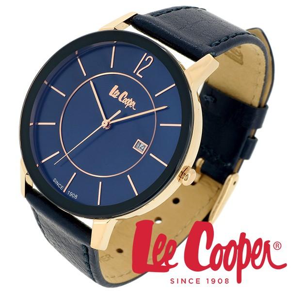 Lee Cooper リークーパー 腕時計 メンズ ブランド 本革ベルト ネイビー ゴールド LC06326.999 時計 Lee Cooper リークーパー