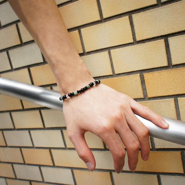エメラルド ブレスレット パワーストーン メンズ オニキス 6mm 18-19cm