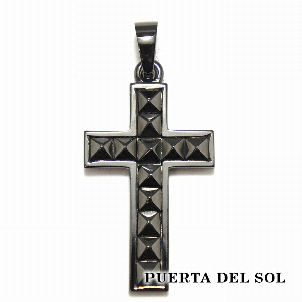 【爆売り！】 SOL DEL PUERTA ブラック ペンダント(チェーン スタッズクロス アクセサリー