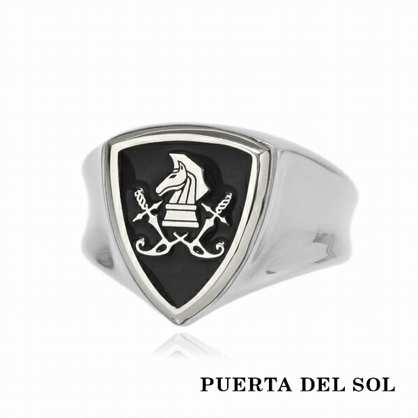 PUERTA DEL SOL Chess Knight Large Emblem チェスナイト エンブレム リング(7号〜23号) シルバー950 ユニセックス シルバーアクセサリー 銀 SV950