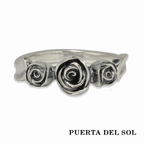 PUERTA DEL SOL Three Rose 花弁 ローズ 薔薇 バラ リング(7号〜23号) シルバー950 ユニセックス シルバーアクセサリー 銀 SV950 ブリタニアシルバー