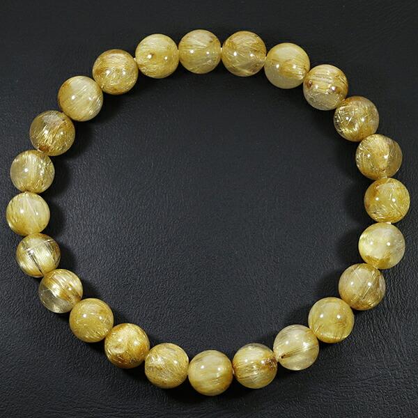 ゴールドルチルクォーツ ブレスレット 7.8mm 17.5cm メンズM