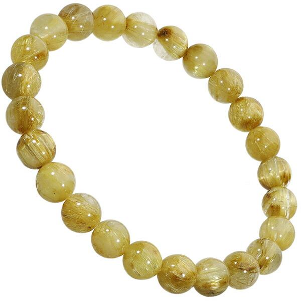 ルチルクォーツ 天然石　ブレスレット　新品7.8mm ゴールドルチルクォーツ ブレスレット 7.8mm 17.5cm メンズM