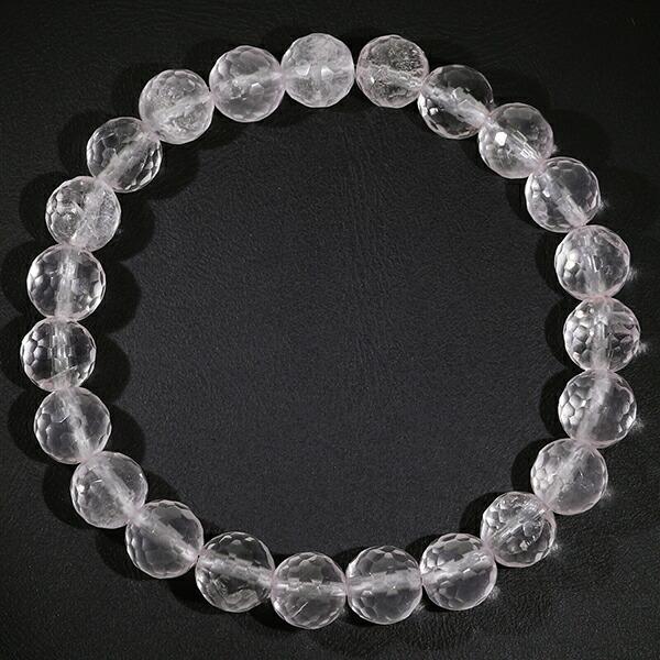 ローズクォーツ 128面 カット ブレスレット 8mm 16〜17.5cm S〜L