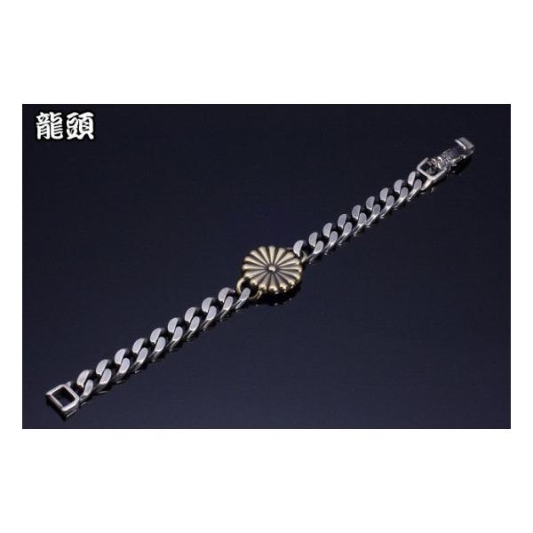 龍頭 龍頭金具菊紋 喜平ブレスレット メンズ シルバー 真鍮 シルバー