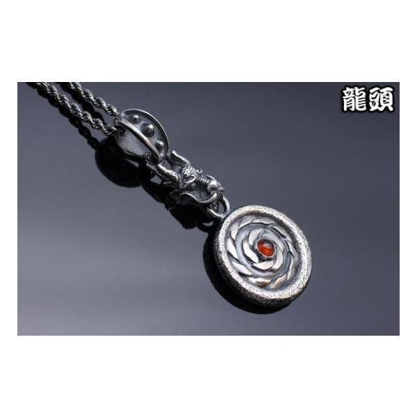 龍頭 小龍×岩石 ネックレス チェーン付き ペンダント メンズ シルバー 