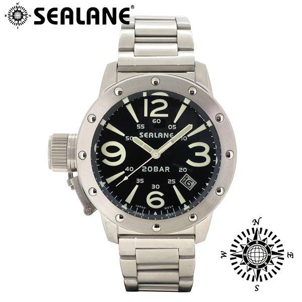 腕時計 メンズ ブランド シーレーン SE32 ブラック メタルベルト メンズ腕時計