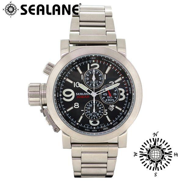 腕時計 メンズ ブランド シーレーン SE44 ブラック メタルベルト メンズ腕時計