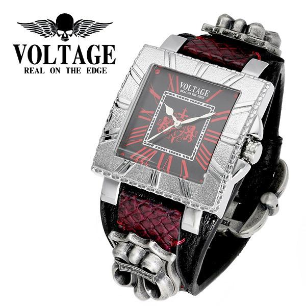 VOLTAGE ヴォルテージ BRAVE 4 レッド 腕時計 メンズ ブランド 時計 腕 日本製 シチズン 革ベルト ベルト 革 スクエア 四角 ローマ数字