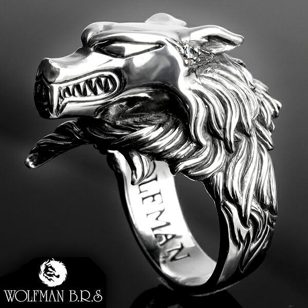 ウルフマンBRS リング 指輪 ダークナイツ ウルフ 17-21号 シルバー ブランド WOLFMAN メンズ 狼 オオカミ