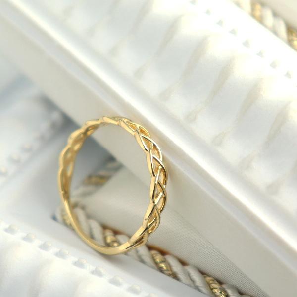 K18 編み込み ゴールド リング 18金 18k 指輪 地金 スパイラル ねじれ