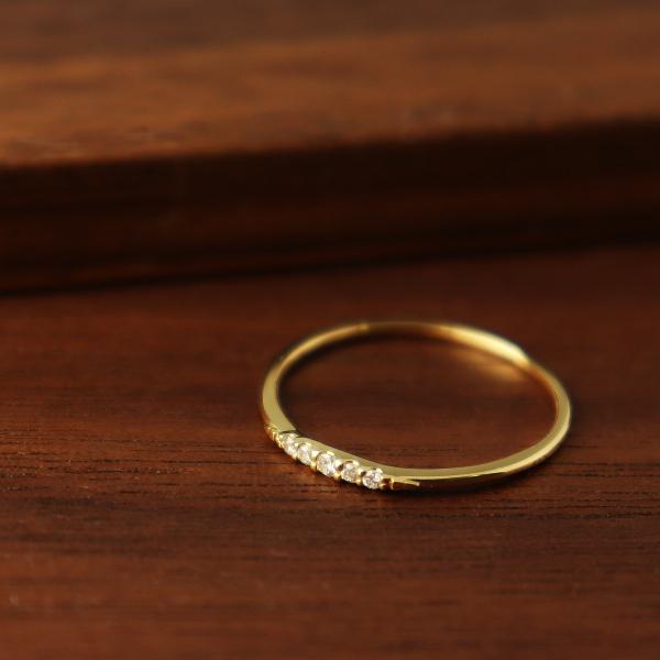 K18 グラデーション ダイヤモンド リング 18金 18k ゴールド 指輪 シンプル 上品 デイリー 普段使い 重ね着け レディース