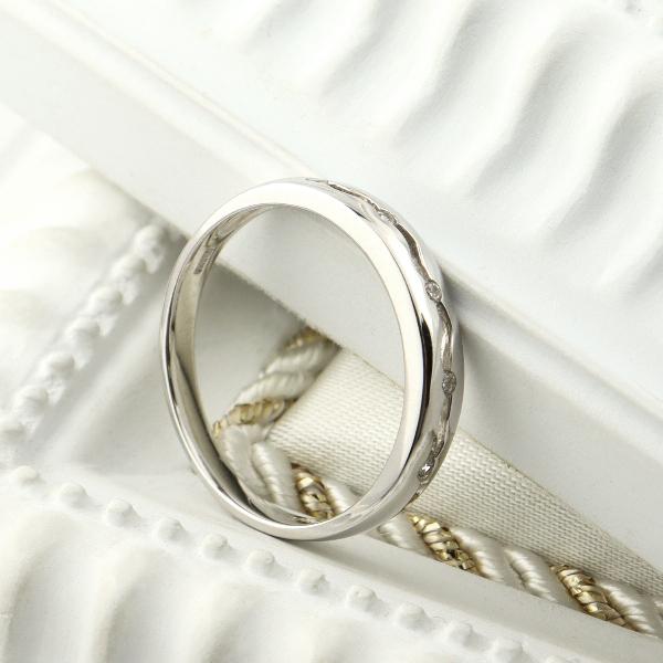 K18 ダイヤモンド ウェーブ ライン リング 指輪 ホワイトゴールド