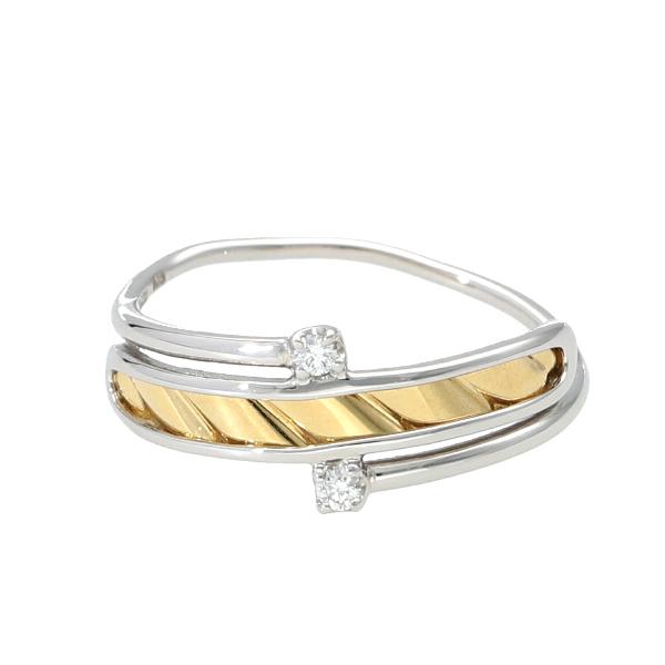 K18 PT900 バイカラー ダイヤモンド ツイスト リング 指輪 プラチナ