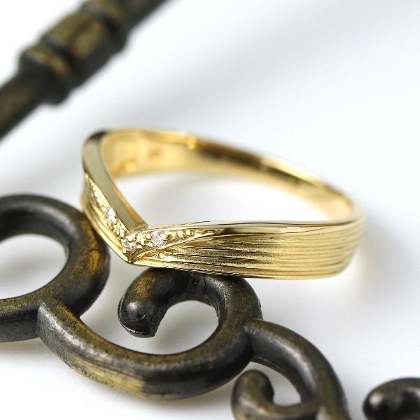 K18 ダイヤモンド Vライン リング 18金 18k ゴールド 指輪