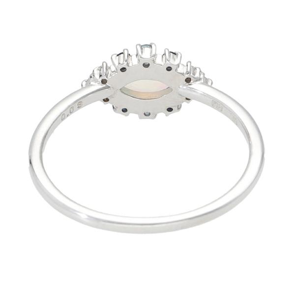 K18 ブルーカラー 天然石 オパール リング 18金 18k ホワイトゴールド 