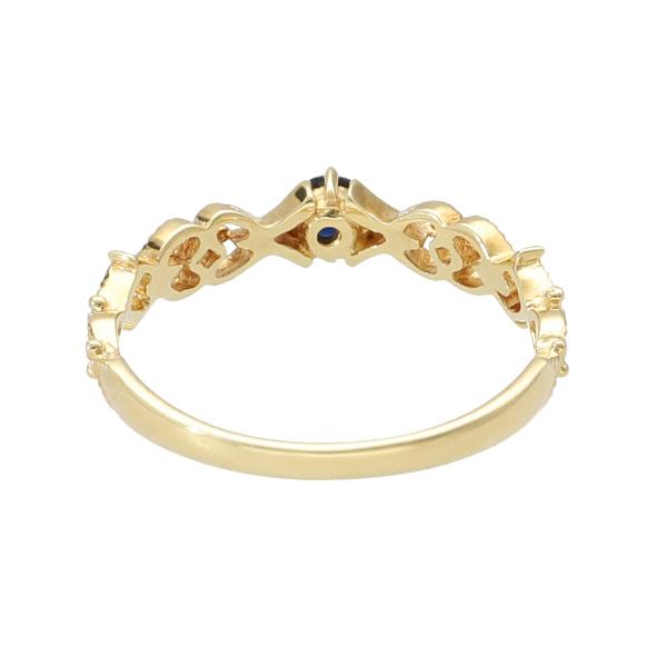 K18 サファイア 透かし ハート クラシカル リング 18金 18k ゴールド