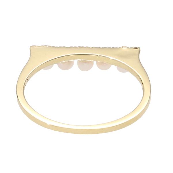 K18 あこや真珠 ダイヤモンド ライン ゴールドリング 18金 18k