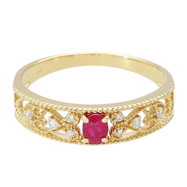 K18 ルビー 透かし クラシカル リング 18金 18k ゴールド 指輪