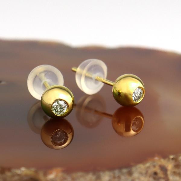 18金 K18 ピアス 丸玉ピアス ２個セット K18 ダイヤモンド 丸玉ピアス ボール ピアス 2P 両耳用 5mm 18金 18k
