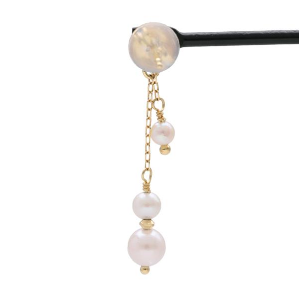 K18 あこや真珠ピアス ゴールド チェーン ピアス 2P 両耳用 18金 18k