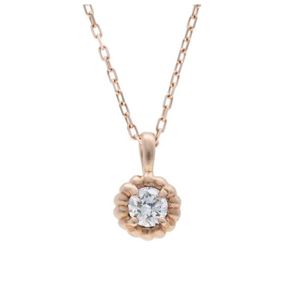 K18 一粒 天然 ダイヤモンド ピンクゴールド ネックレス 18金 18k