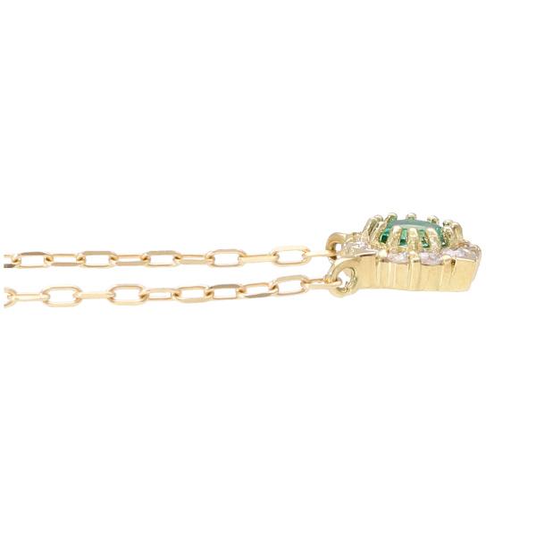K18 エメラルド ダイヤモンド スクエア ゴールドネックレス 18金 18k