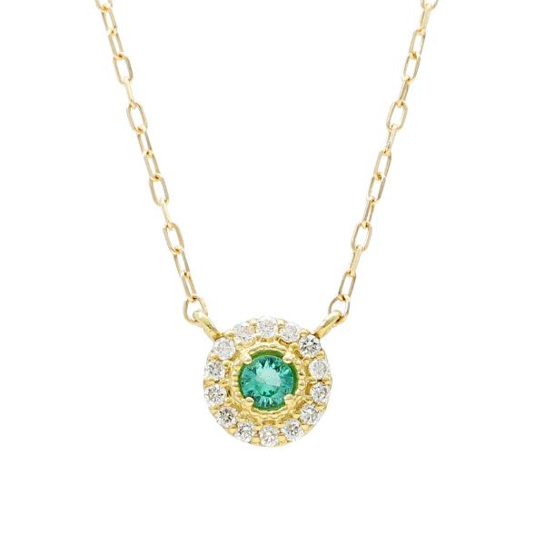 K18 エメラルド ダイヤモンド サークル ネックレス 18金 18k ゴールド 