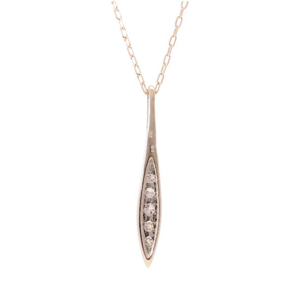 K18 ダイヤモンド バー ネックレス ピンクゴールド 0.1ct スティック
