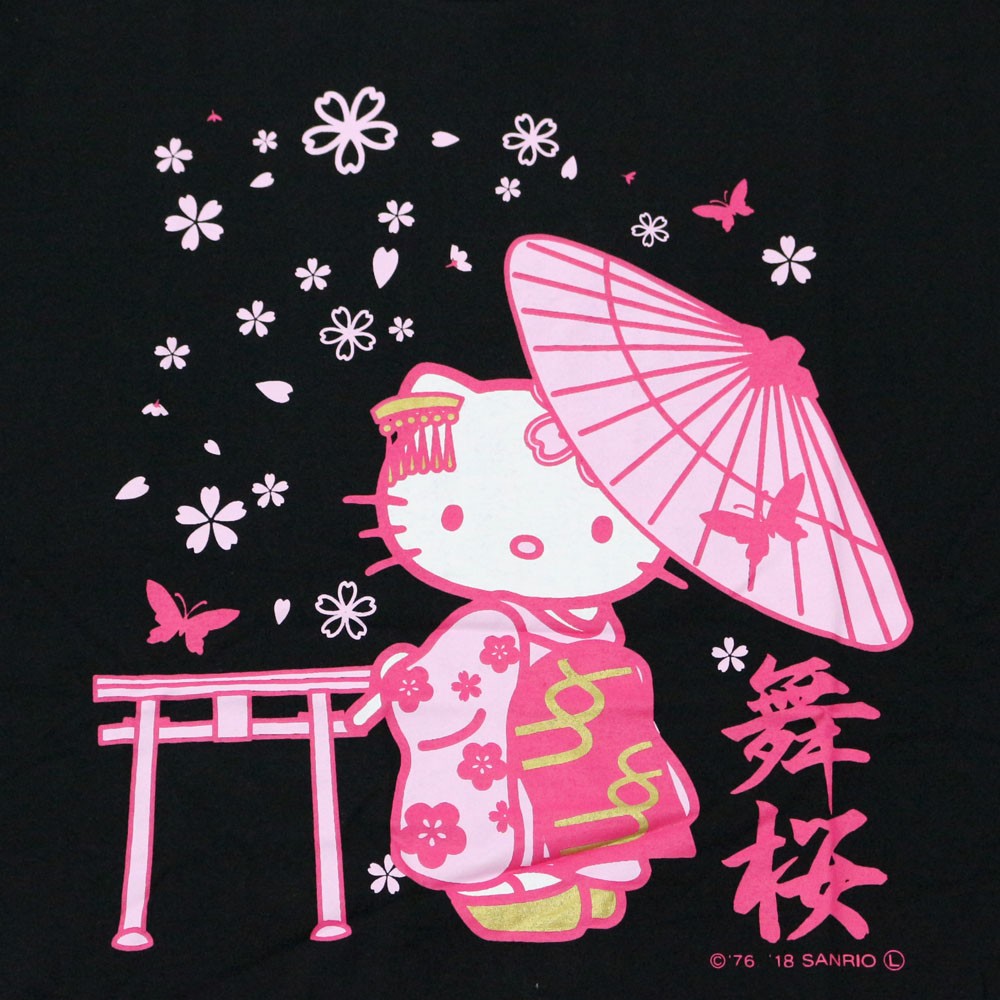 ハローキティ 日本限定 和風デザインキティちゃんTシャツ 番傘 桜 は 